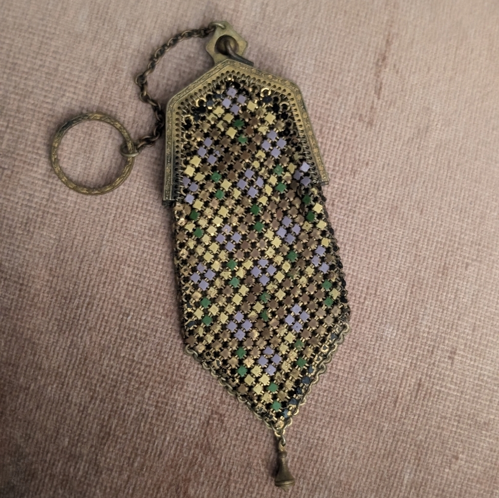 1920's Enamel Mini Metal Mesh Flapper Coin Purse - Picture 2 of 9